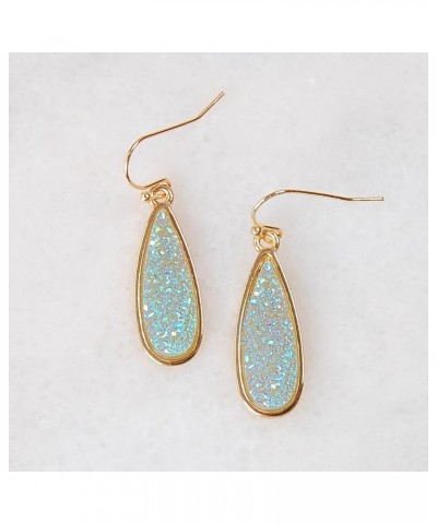 Teardrop Dangle Earrings for Women with Simulated Druzy Stones, in Gold, Rose Gold, or Silver Tone Gold - Aqua Stone $13.28 E...