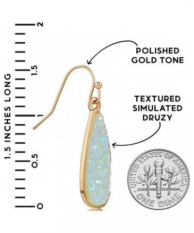 Teardrop Dangle Earrings for Women with Simulated Druzy Stones, in Gold, Rose Gold, or Silver Tone Gold - Aqua Stone $13.28 E...