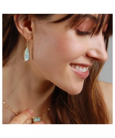 Teardrop Dangle Earrings for Women with Simulated Druzy Stones, in Gold, Rose Gold, or Silver Tone Gold - Aqua Stone $13.28 E...