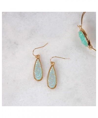 Teardrop Dangle Earrings for Women with Simulated Druzy Stones, in Gold, Rose Gold, or Silver Tone Gold - Aqua Stone $13.28 E...