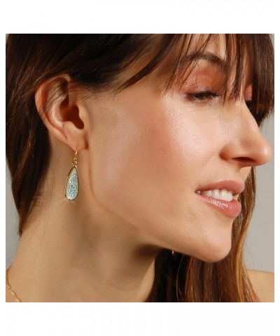 Teardrop Dangle Earrings for Women with Simulated Druzy Stones, in Gold, Rose Gold, or Silver Tone Gold - Aqua Stone $13.28 E...