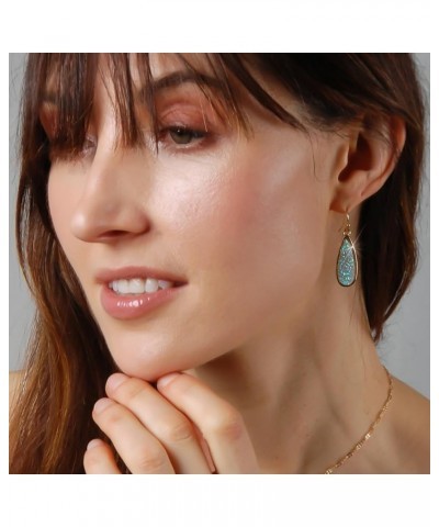 Teardrop Dangle Earrings for Women with Simulated Druzy Stones, in Gold, Rose Gold, or Silver Tone Gold - Aqua Stone $13.28 E...