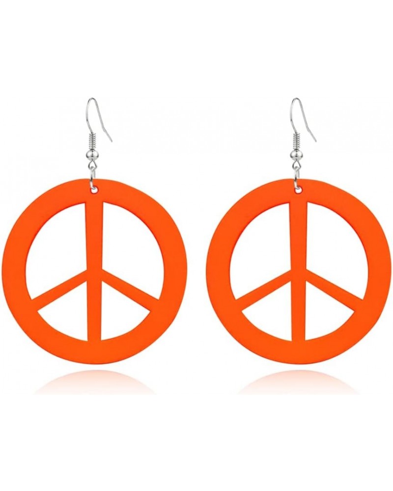 ANXIN STORE Unique Personality Lightweight Acrylic Love Peace Logo Pendant Earrings Simple Circle Cutouts 60s 70s 80s Earring...