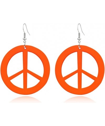 ANXIN STORE Unique Personality Lightweight Acrylic Love Peace Logo Pendant Earrings Simple Circle Cutouts 60s 70s 80s Earring...