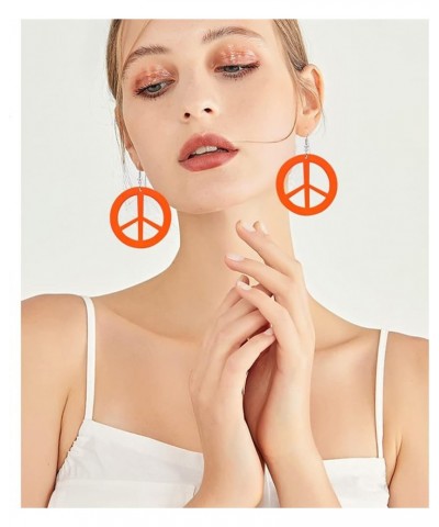 ANXIN STORE Unique Personality Lightweight Acrylic Love Peace Logo Pendant Earrings Simple Circle Cutouts 60s 70s 80s Earring...