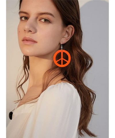 ANXIN STORE Unique Personality Lightweight Acrylic Love Peace Logo Pendant Earrings Simple Circle Cutouts 60s 70s 80s Earring...