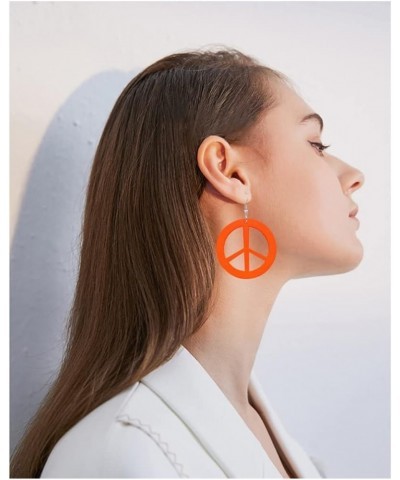 ANXIN STORE Unique Personality Lightweight Acrylic Love Peace Logo Pendant Earrings Simple Circle Cutouts 60s 70s 80s Earring...