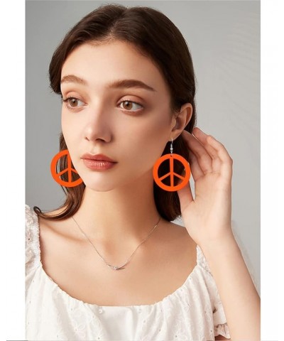 ANXIN STORE Unique Personality Lightweight Acrylic Love Peace Logo Pendant Earrings Simple Circle Cutouts 60s 70s 80s Earring...