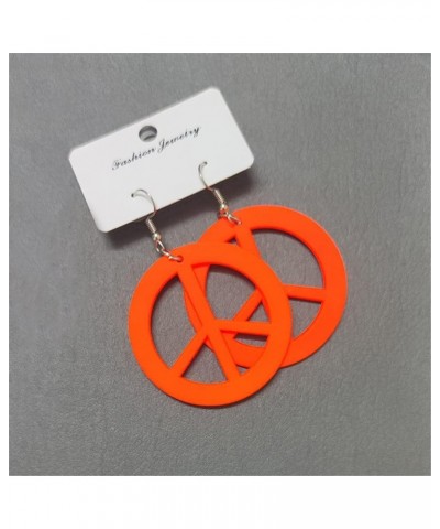 ANXIN STORE Unique Personality Lightweight Acrylic Love Peace Logo Pendant Earrings Simple Circle Cutouts 60s 70s 80s Earring...