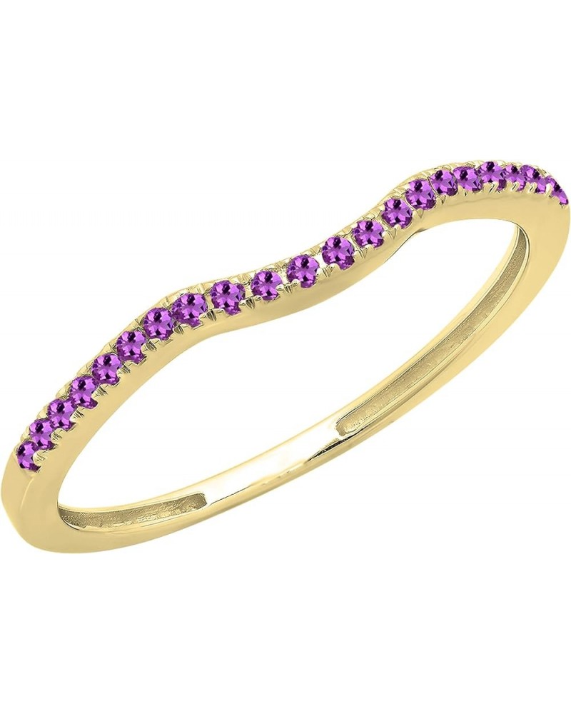 1.10mm Round Amethyst Contour Stackable Wedding Ring Band for Women in 10K Gold 7.5 Yellow Gold $79.00 Rings