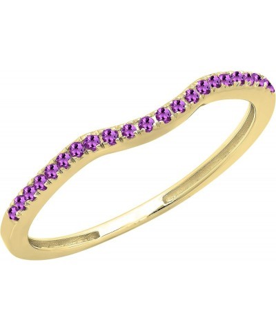 1.10mm Round Amethyst Contour Stackable Wedding Ring Band for Women in 10K Gold 7.5 Yellow Gold $79.00 Rings