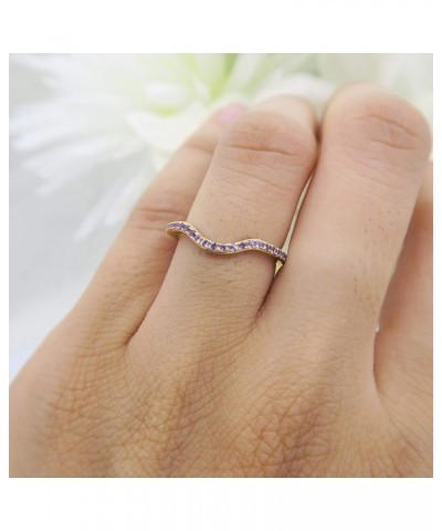 1.10mm Round Amethyst Contour Stackable Wedding Ring Band for Women in 10K Gold 7.5 Yellow Gold $79.00 Rings