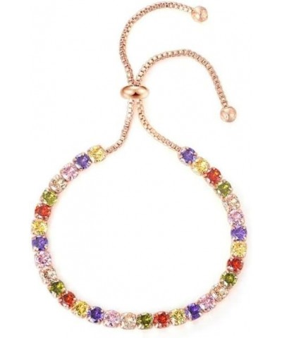 18k Rose Gold 6 Cttw Created Peridot Round Adjustable Tennis Plated Bracelet created multi color $8.09 Bracelets