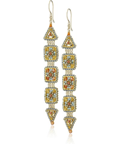 Created Topaz, Quartz, and Swarovski Triangle Enclosed Square Link Drop Earrings $45.66 Earrings