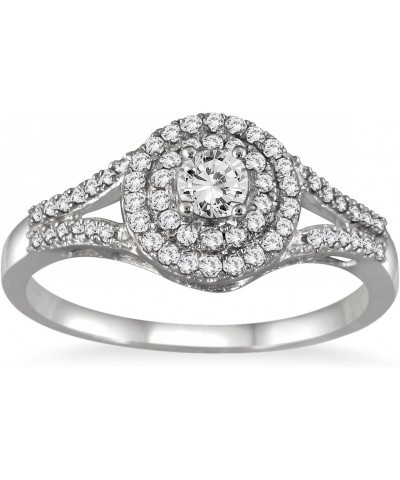 1/2 Carat TW Diamond Double Halo Split Shank Bridal Set in 10K White Gold $232.20 Sets