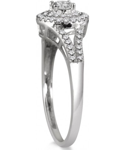 1/2 Carat TW Diamond Double Halo Split Shank Bridal Set in 10K White Gold $232.20 Sets