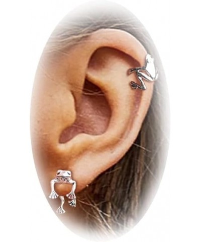 Silver Frog Earrings for Women Vintage Frogs Shaped Stud Earrings Cute Animal Earrings for Teens Girls Frog Jewelry Gifts for...