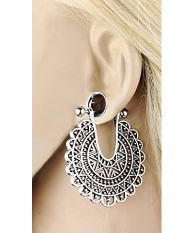 Mandala Dangling Pendant Ear Gauges - Pair of Stainless Steel Flared Ear Plugs - 8 Size Options $11.37 Body Jewelry