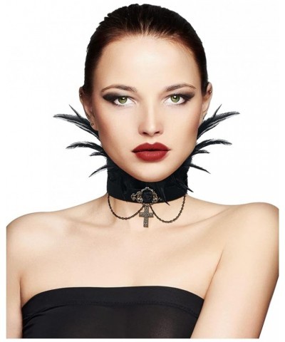 Feather Choker Necklace Gothic Jewelry Vampire Neck Chain Steampunk Tattoo Lace Accessories Halloween Costume S2black-2 $8.82...