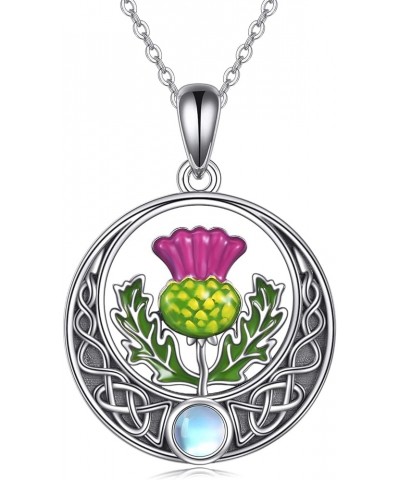 Scottish Thistle Necklace Sterling Silver Scottish Symbol of Love Celtic Knot Pendant Necklace Jewelry Scottish Thistle Penda...