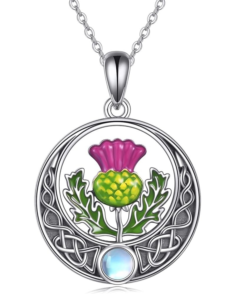 Scottish Thistle Necklace Sterling Silver Scottish Symbol of Love Celtic Knot Pendant Necklace Jewelry Scottish Thistle Penda...