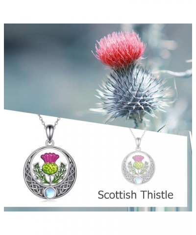 Scottish Thistle Necklace Sterling Silver Scottish Symbol of Love Celtic Knot Pendant Necklace Jewelry Scottish Thistle Penda...