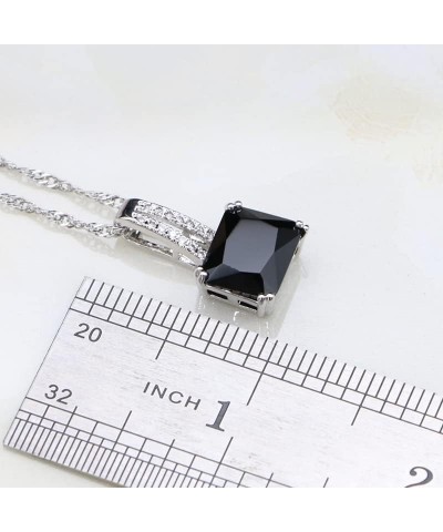 925 Silver Jewelry Black Stones White Cubic Zirconia Costume Jewelry Sets for Women Anniversary Earrings/Ring/Pendant/Necklac...