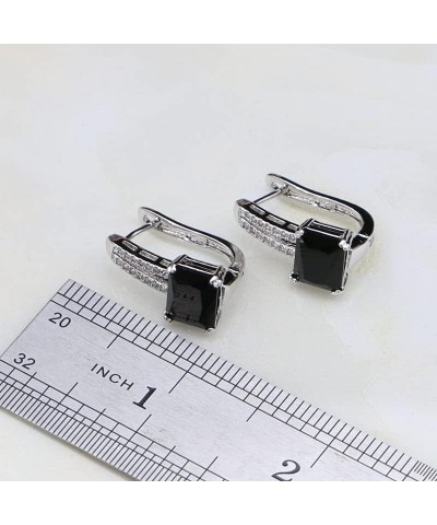 925 Silver Jewelry Black Stones White Cubic Zirconia Costume Jewelry Sets for Women Anniversary Earrings/Ring/Pendant/Necklac...