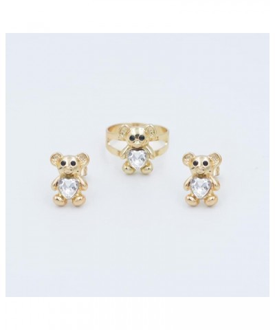 Jewelry 14K Gold Filled Cute Bear Necklaces Jewelry Set For Women Necklace Bracelets Fashion Earrings And Rings Sweetheart Gi...