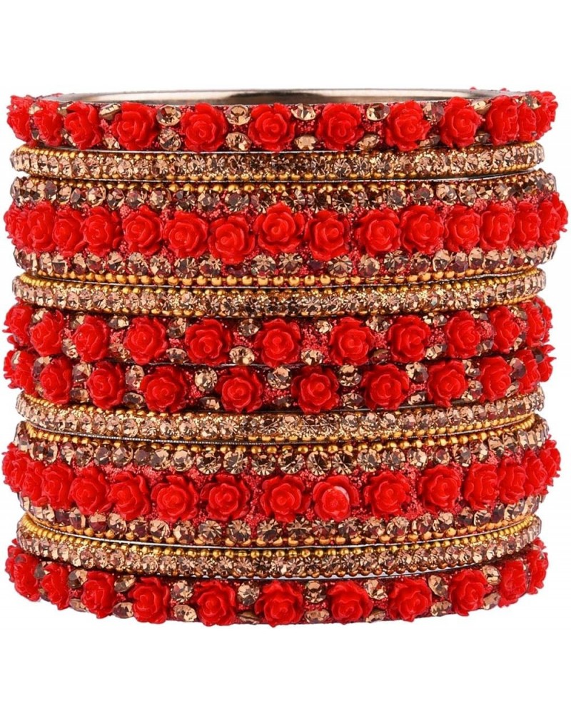 Indian Bridal Jewelry Indian Bangle Set Traditional Jewelry Kundan Crystal Bracelet Bangle Wedding Jewelry for Women Red 2-8 ...