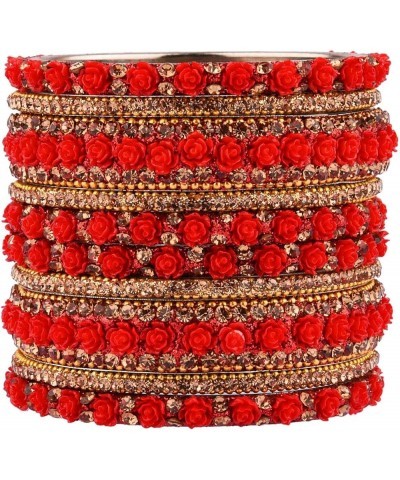 Indian Bridal Jewelry Indian Bangle Set Traditional Jewelry Kundan Crystal Bracelet Bangle Wedding Jewelry for Women Red 2-8 ...