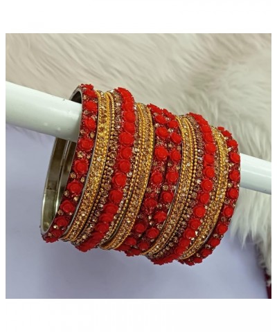 Indian Bridal Jewelry Indian Bangle Set Traditional Jewelry Kundan Crystal Bracelet Bangle Wedding Jewelry for Women Red 2-8 ...