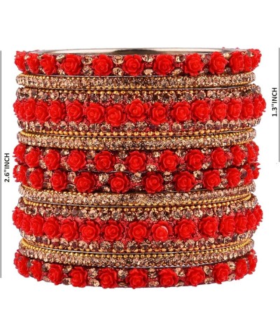 Indian Bridal Jewelry Indian Bangle Set Traditional Jewelry Kundan Crystal Bracelet Bangle Wedding Jewelry for Women Red 2-8 ...