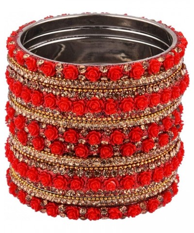 Indian Bridal Jewelry Indian Bangle Set Traditional Jewelry Kundan Crystal Bracelet Bangle Wedding Jewelry for Women Red 2-8 ...