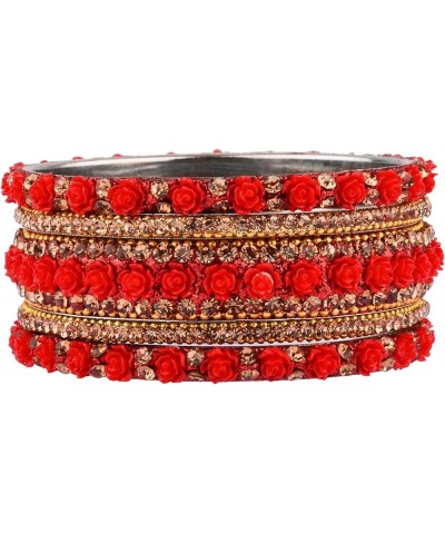 Indian Bridal Jewelry Indian Bangle Set Traditional Jewelry Kundan Crystal Bracelet Bangle Wedding Jewelry for Women Red 2-8 ...