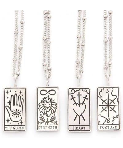 Tarot Card Necklace for Women | Fortune Heart Strength World Karma, 21 inches Fortune_WhiteGold $10.91 Necklaces