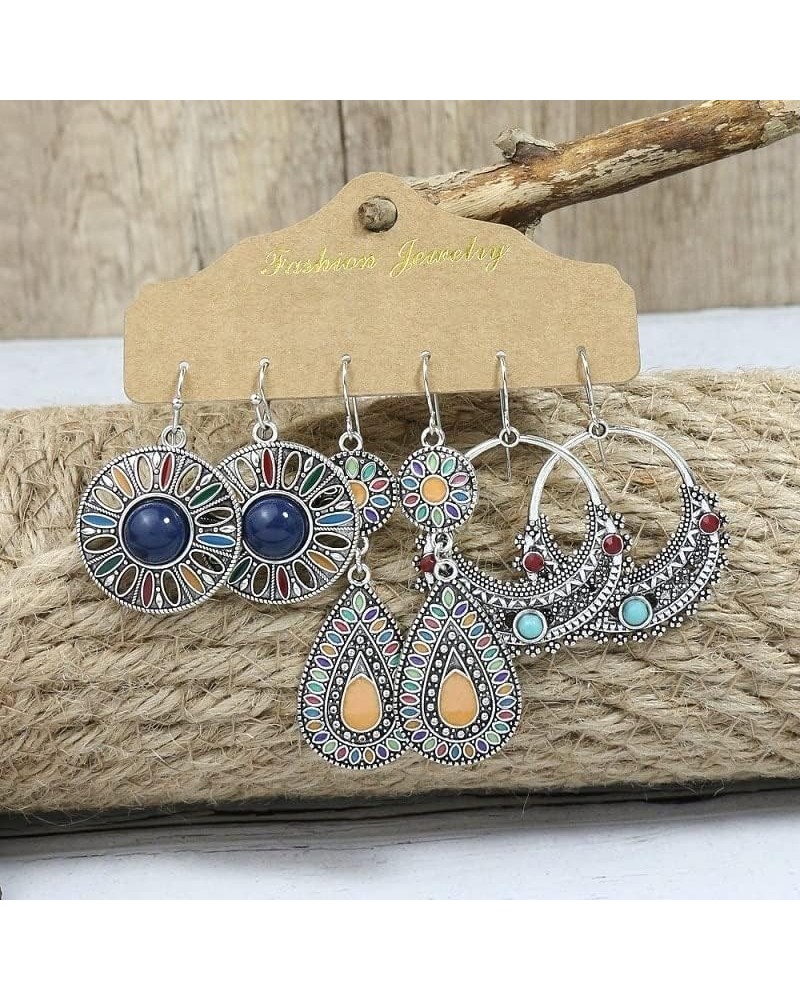 Exknl 3 Pairs/Set Vintage Tassel Earrings Set for Women Flower Big Long Fringed Dangle Earrings Party Bar Jewelry Accessories...