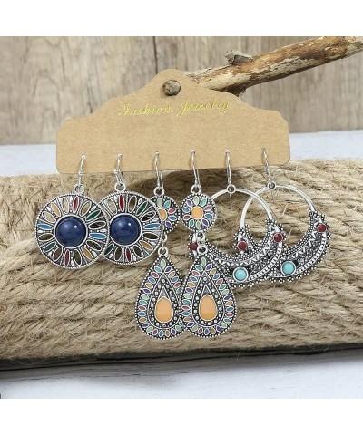 Exknl 3 Pairs/Set Vintage Tassel Earrings Set for Women Flower Big Long Fringed Dangle Earrings Party Bar Jewelry Accessories...