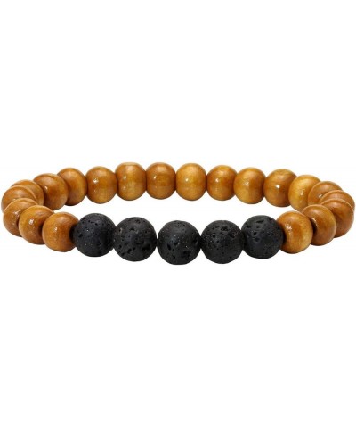 Wood Bead Bracelet Lava Rock Stone Beads Diffuser Bracelet Gemstone Aromatherapy Bracelet For Men Women D:5Pcs $9.17 Bracelets