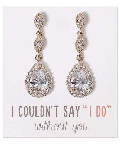 Bridesmaid Earrings, Teardrop Cubic Zirconia Crystal Earrings in Silver, Gold, Rose Gold Gold $13.80 Earrings