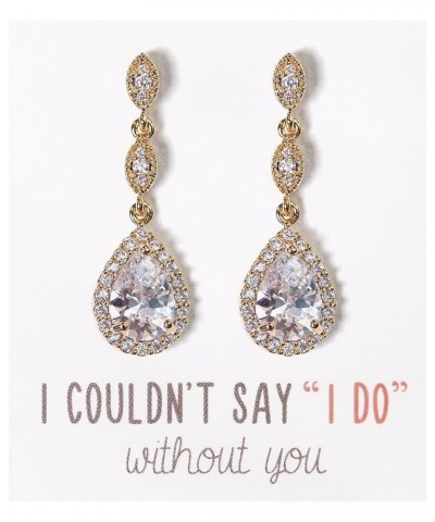 Bridesmaid Earrings, Teardrop Cubic Zirconia Crystal Earrings in Silver, Gold, Rose Gold Gold $13.80 Earrings