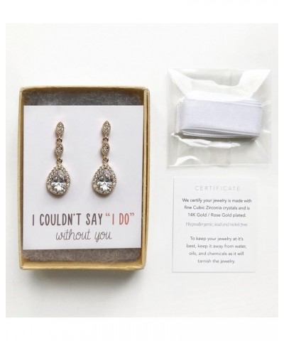 Bridesmaid Earrings, Teardrop Cubic Zirconia Crystal Earrings in Silver, Gold, Rose Gold Gold $13.80 Earrings