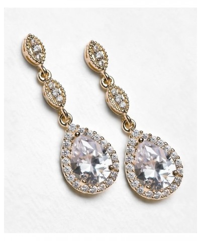 Bridesmaid Earrings, Teardrop Cubic Zirconia Crystal Earrings in Silver, Gold, Rose Gold Gold $13.80 Earrings