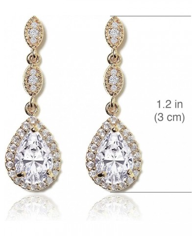 Bridesmaid Earrings, Teardrop Cubic Zirconia Crystal Earrings in Silver, Gold, Rose Gold Gold $13.80 Earrings