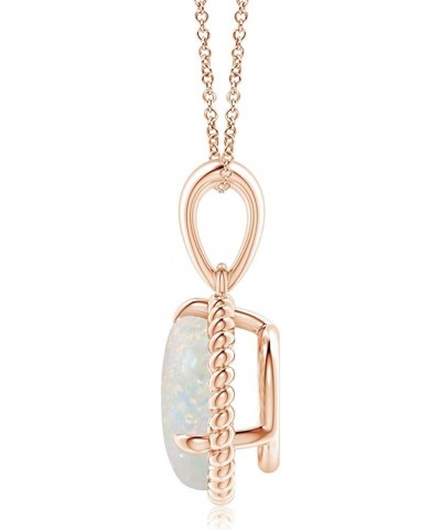 Natural Opal Solitaire Pendant Necklace for Women, Girls in 14K Solid Gold/Sterling Silver | October Birthstone | Jewelry Gif...