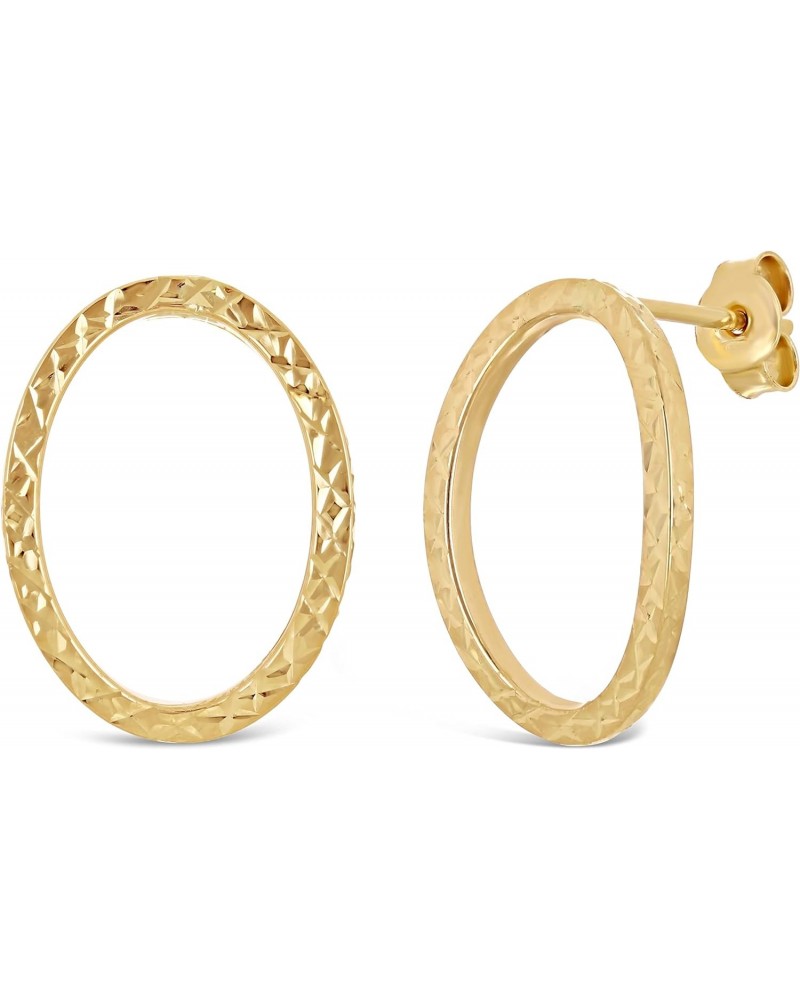 Italian 14k Yellow or White Gold Diamond-Cut Eternity Circle Hoop Stud Earrings $50.54 Earrings