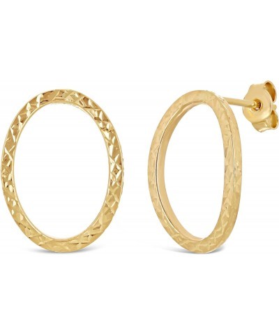 Italian 14k Yellow or White Gold Diamond-Cut Eternity Circle Hoop Stud Earrings $50.54 Earrings