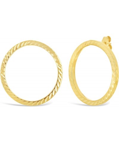 Italian 14k Yellow or White Gold Diamond-Cut Eternity Circle Hoop Stud Earrings $50.54 Earrings