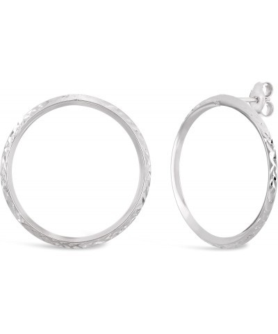 Italian 14k Yellow or White Gold Diamond-Cut Eternity Circle Hoop Stud Earrings $50.54 Earrings