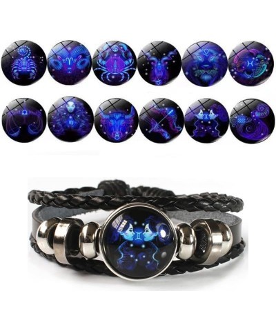 Zodiac Signs Spirit Bracelet,12 Constellation Zodiac Handmade Woven Zodiac Guitar String PU Leather Luminous Bracelets Unisex...